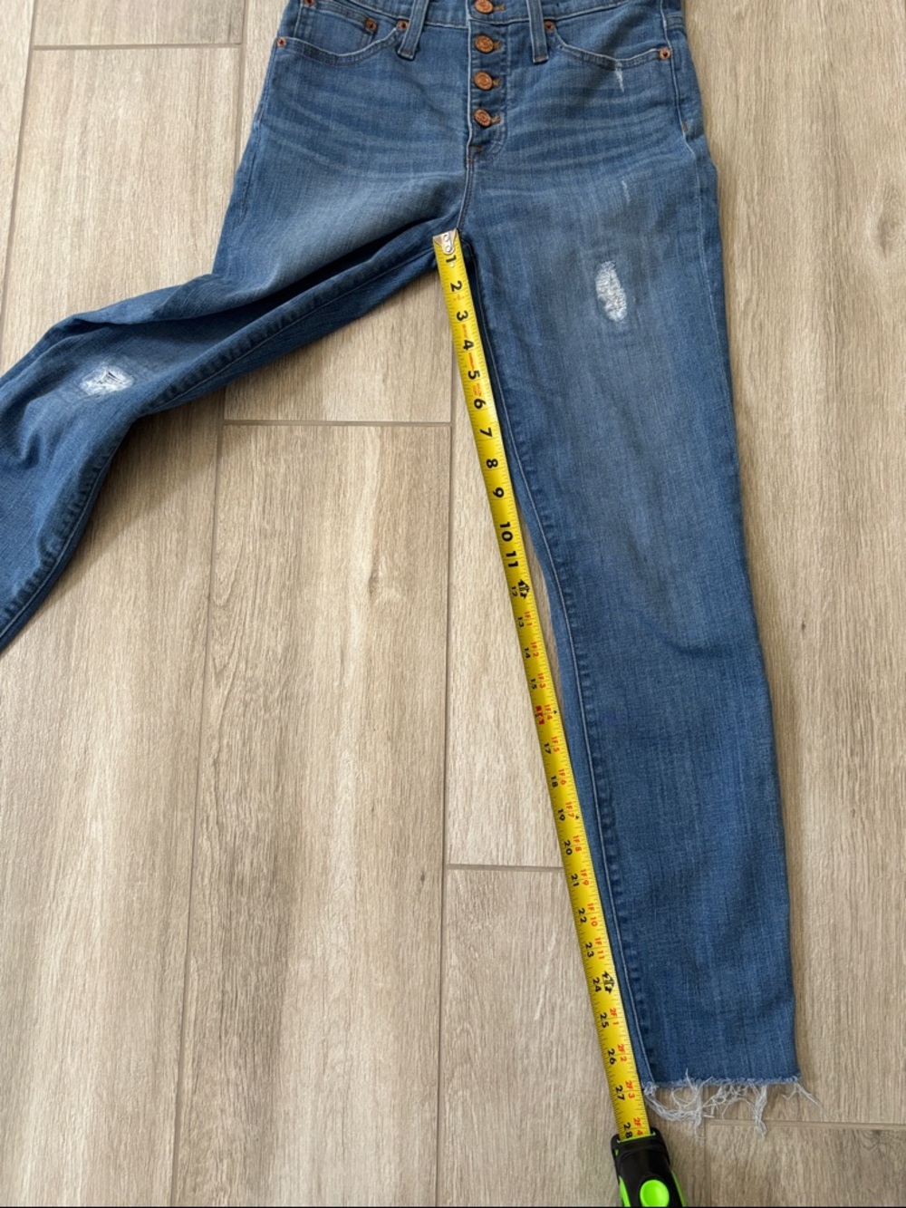 J. Crew Blue Denim Jeans With Pockets & Raw Hem Size 26 - Picture 7 of 12